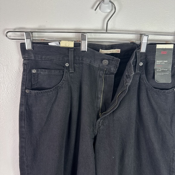 Levi's Women's 33 Baggy Dad Wide Leg Pleated Jeans Washed Black NWT - Picture 6 of 14